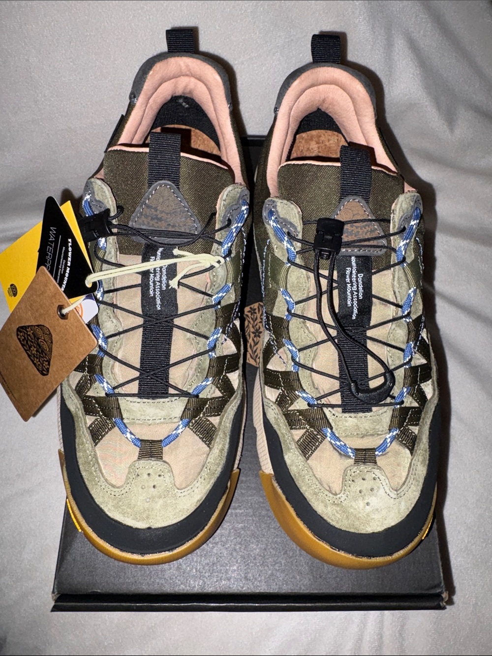 NWT Flower Mountain IWANO 2 UNI Suede and technical fabric sneakers - Military - Picture 9 of 16